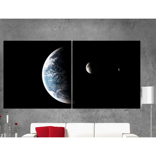Apartment wall art Earth moon wall art Custom print canvas Space canvas print Stars planet poster Meteorite seal Space art decor