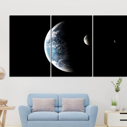 Apartment wall art Earth moon wall art Custom print canvas Space canvas print Stars planet poster Meteorite seal Space art decor