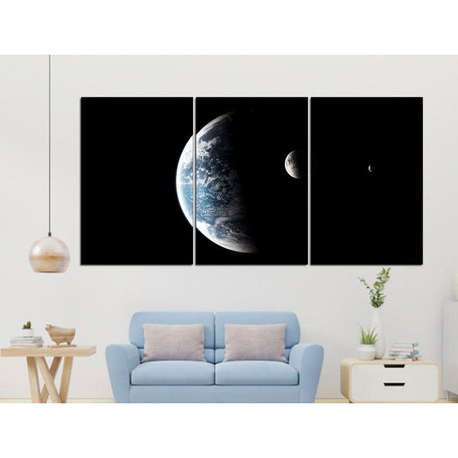 Apartment wall art Earth moon wall art Custom print canvas Space canvas print Stars planet poster Meteorite seal Space art decor