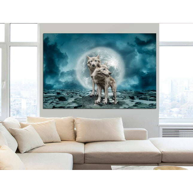 Wildlife decor Animal canvas Wolf art Animal art Big poster Canvas wall decor Wolves on canvas Moon with wolf Customized canvas