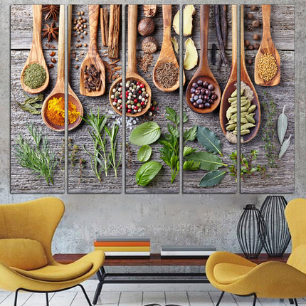 Modern art Color art print Modern wall art Color palette Vintage print Bright canvas wall One of a kind Spices on canvas Herbs and spices