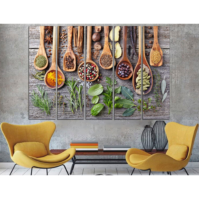 Modern art Color art print Modern wall art Color palette Vintage print Bright canvas wall One of a kind Spices on canvas Herbs and spices