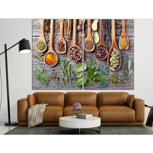 Modern art Color art print Modern wall art Color palette Vintage print Bright canvas wall One of a kind Spices on canvas Herbs and spices