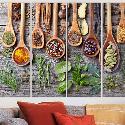Modern art Color art print Modern wall art Color palette Vintage print Bright canvas wall One of a kind Spices on canvas Herbs and spices
