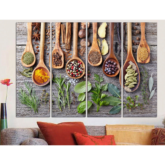 Modern art Color art print Modern wall art Color palette Vintage print Bright canvas wall One of a kind Spices on canvas Herbs and spices