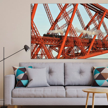 Boys room poster Gift for boys Bridge on canvas Ready to hang canvas Vintage train Train on canvas Gift for train lover Holiday print