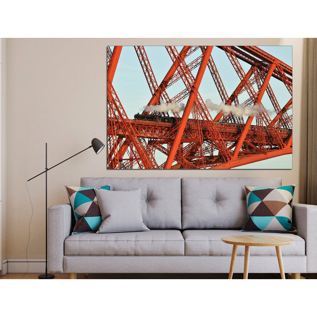 Boys room poster Gift for boys Bridge on canvas Ready to hang canvas Vintage train Train on canvas Gift for train lover Holiday print