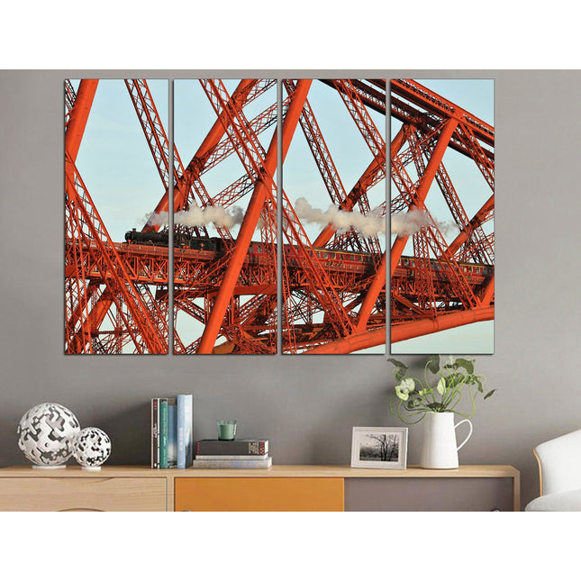 Boys room poster Gift for boys Bridge on canvas Ready to hang canvas Vintage train Train on canvas Gift for train lover Holiday print