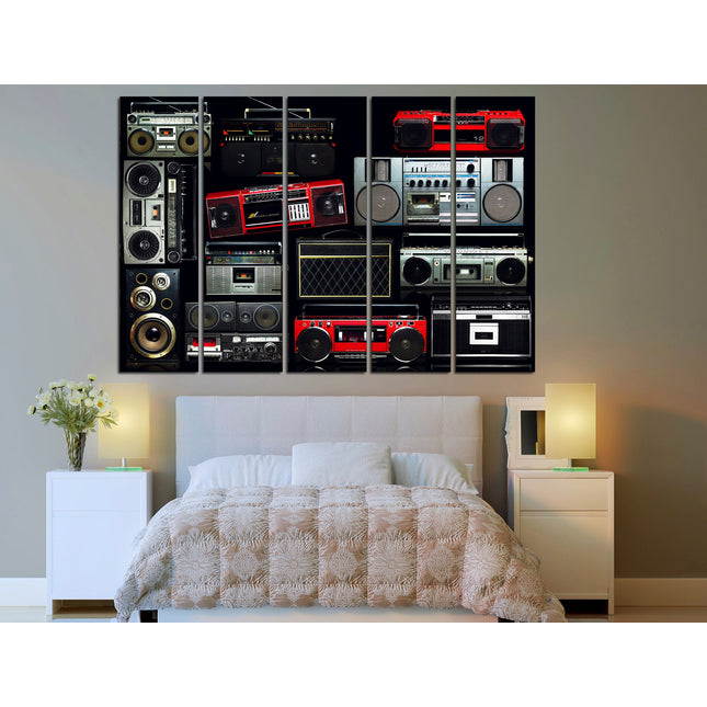 Boombox radio art Modern art Color art print Vintage print Musical canvas Canvas handmade One of a kind Bright canvas wall Modern wall art