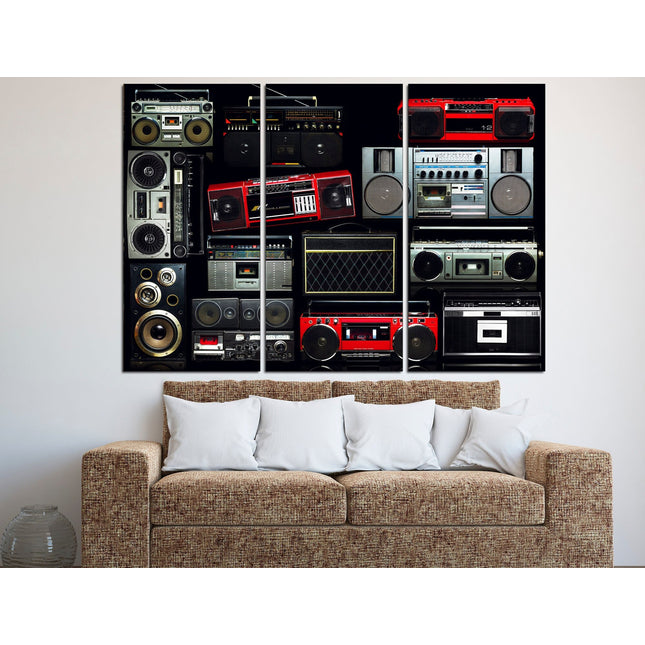 Boombox radio art Modern art Color art print Vintage print Musical canvas Canvas handmade One of a kind Bright canvas wall Modern wall art