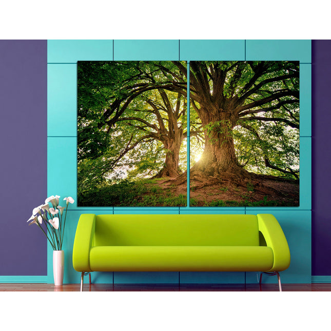 Ancient tree on canvas Tree canvas print Extra large art Nature print Green Forest Enchanted forest art Tree canvas print Landscape canvas