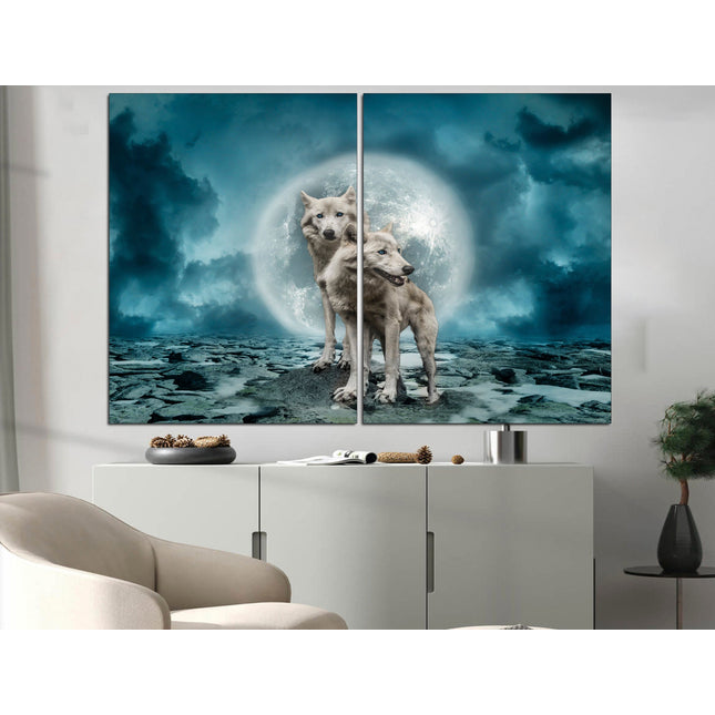 Wildlife decor Animal canvas Wolf art Animal art Big poster Canvas wall decor Wolves on canvas Moon with wolf Customized canvas
