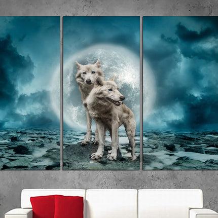 Wildlife decor Animal canvas Wolf art Animal art Big poster Canvas wall decor Wolves on canvas Moon with wolf Customized canvas