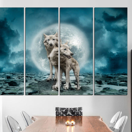 Wildlife decor Animal canvas Wolf art Animal art Big poster Canvas wall decor Wolves on canvas Moon with wolf Customized canvas