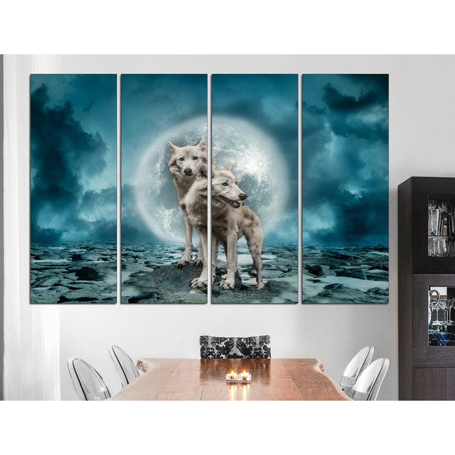 Wildlife decor Animal canvas Wolf art Animal art Big poster Canvas wall decor Wolves on canvas Moon with wolf Customized canvas