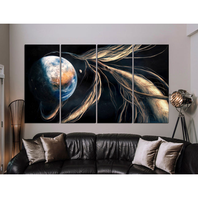 Apartment wall art Earth moon wall art Custom print canvas Space canvas print Stars planet poster Meteorite seal Space art decor