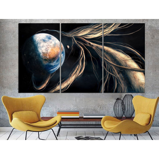 Apartment wall art Earth moon wall art Custom print canvas Space canvas print Stars planet poster Meteorite seal Space art decor
