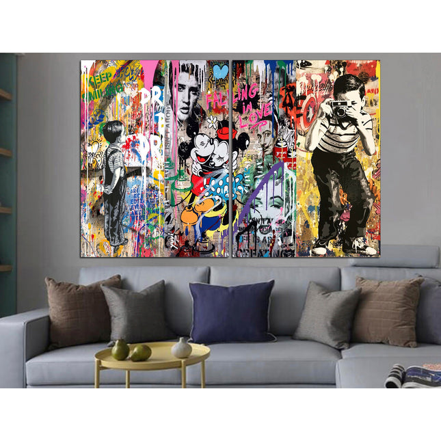 Contemporary art Graffiti Street Art Urban wall art Street art on canvas Original canvas art Banksy street art Ready to hang canvas
