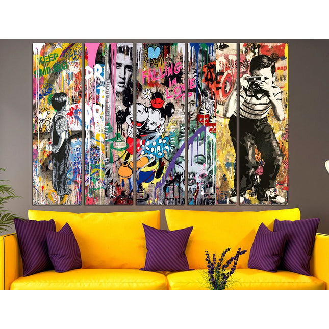 Contemporary art Graffiti Street Art Urban wall art Street art on canvas Original canvas art Banksy street art Ready to hang canvas