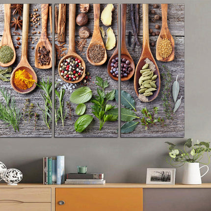 Modern art Color art print Modern wall art Color palette Vintage print Bright canvas wall One of a kind Spices on canvas Herbs and spices
