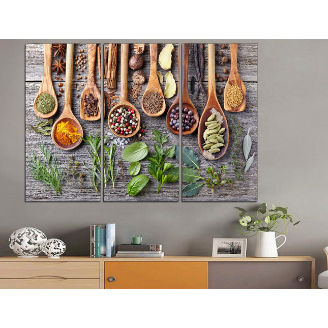 Modern art Color art print Modern wall art Color palette Vintage print Bright canvas wall One of a kind Spices on canvas Herbs and spices