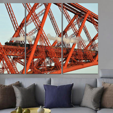 Boys room poster Gift for boys Bridge on canvas Ready to hang canvas Vintage train Train on canvas Gift for train lover Holiday print