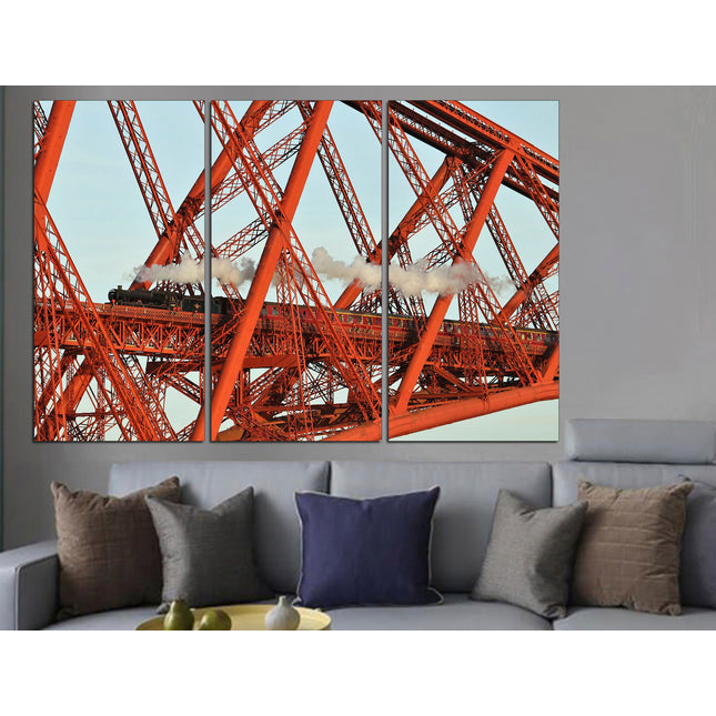 Boys room poster Gift for boys Bridge on canvas Ready to hang canvas Vintage train Train on canvas Gift for train lover Holiday print