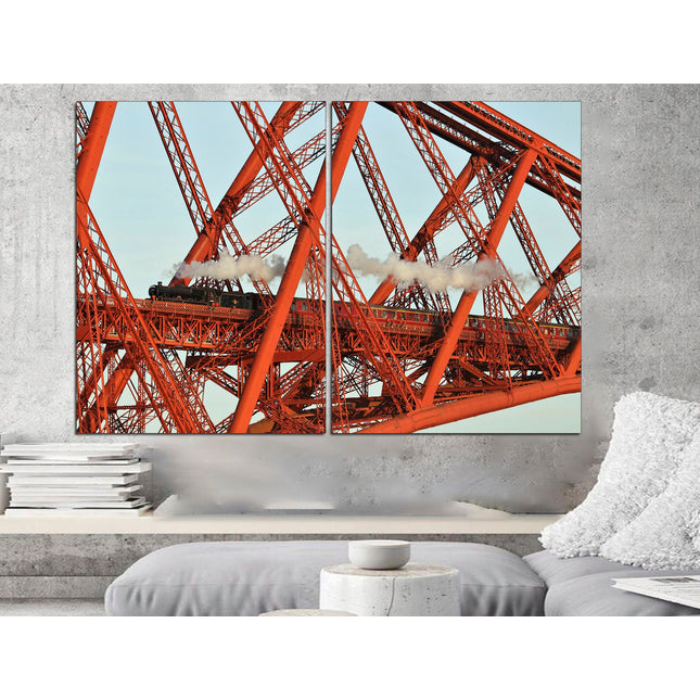 Boys room poster Gift for boys Bridge on canvas Ready to hang canvas Vintage train Train on canvas Gift for train lover Holiday print
