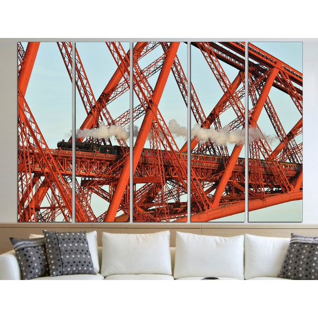 Boys room poster Gift for boys Bridge on canvas Ready to hang canvas Vintage train Train on canvas Gift for train lover Holiday print