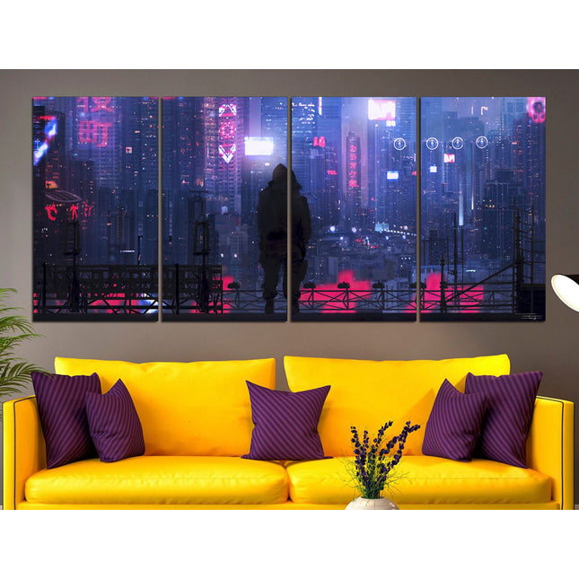 Collage art Canvas for a gift Night china Collage wall prints Large canvas art Multi panel canvas Wall art unique Asian hieroglyphs