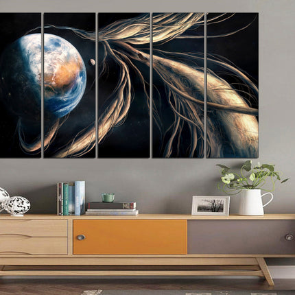 Apartment wall art Earth moon wall art Custom print canvas Space canvas print Stars planet poster Meteorite seal Space art decor