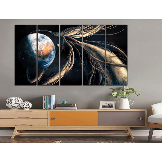 Apartment wall art Earth moon wall art Custom print canvas Space canvas print Stars planet poster Meteorite seal Space art decor