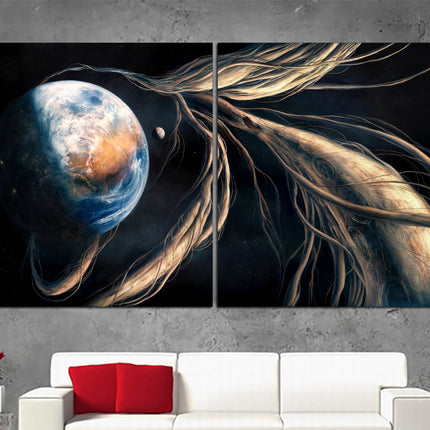 Apartment wall art Earth moon wall art Custom print canvas Space canvas print Stars planet poster Meteorite seal Space art decor