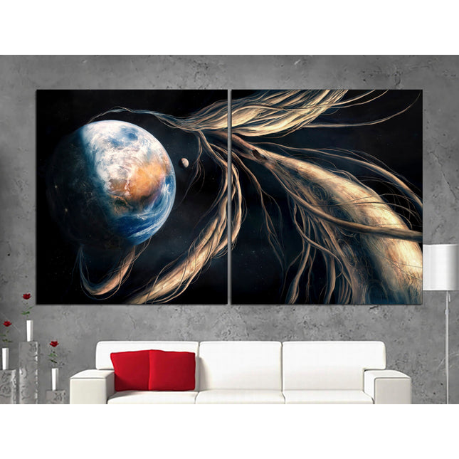 Apartment wall art Earth moon wall art Custom print canvas Space canvas print Stars planet poster Meteorite seal Space art decor