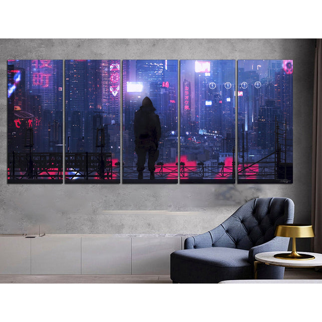 Collage art Canvas for a gift Night china Collage wall prints Large canvas art Multi panel canvas Wall art unique Asian hieroglyphs
