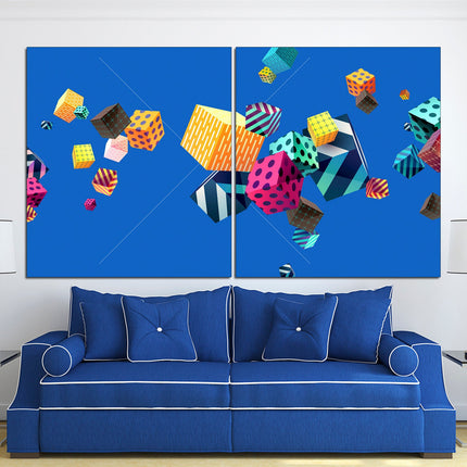 Cubes on canvas Graffiti canvas Abstract canvas art Multi panel canvas Modern graffiti art Famous artist Fashion print digital drawing