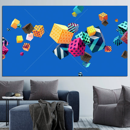 Cubes on canvas Graffiti canvas Abstract canvas art Multi panel canvas Modern graffiti art Famous artist Fashion print digital drawing