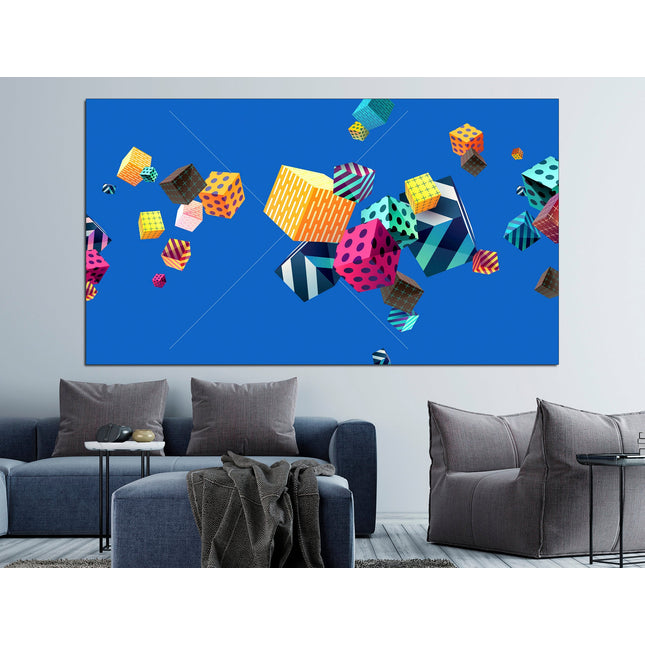 Cubes on canvas Graffiti canvas Abstract canvas art Multi panel canvas Modern graffiti art Famous artist Fashion print digital drawing