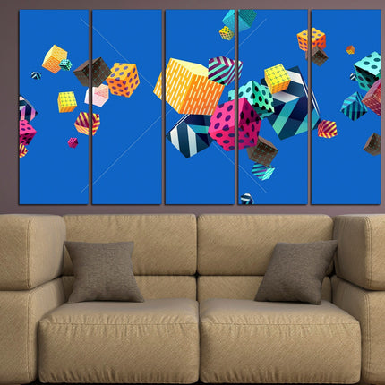 Cubes on canvas Graffiti canvas Abstract canvas art Multi panel canvas Modern graffiti art Famous artist Fashion print digital drawing
