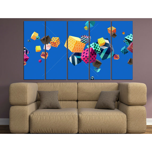 Cubes on canvas Graffiti canvas Abstract canvas art Multi panel canvas Modern graffiti art Famous artist Fashion print digital drawing