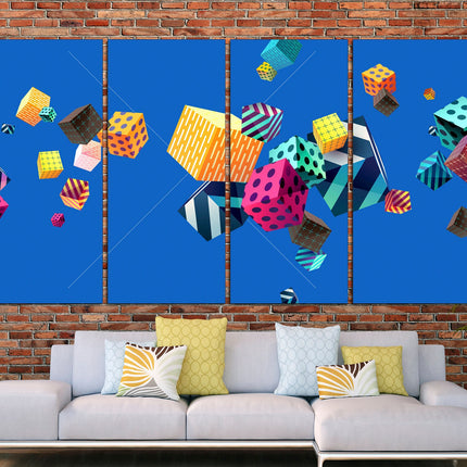 Cubes on canvas Graffiti canvas Abstract canvas art Multi panel canvas Modern graffiti art Famous artist Fashion print digital drawing