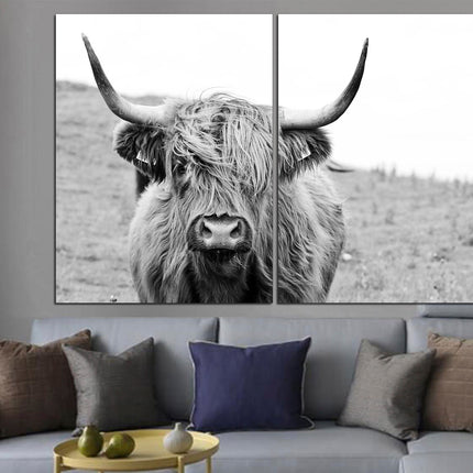 Buffalo on canvas Cow decor Farm animal decor Texas home decor Kitchen wall art Cow print Farmer gift Multi-panel canvas Canvas art print