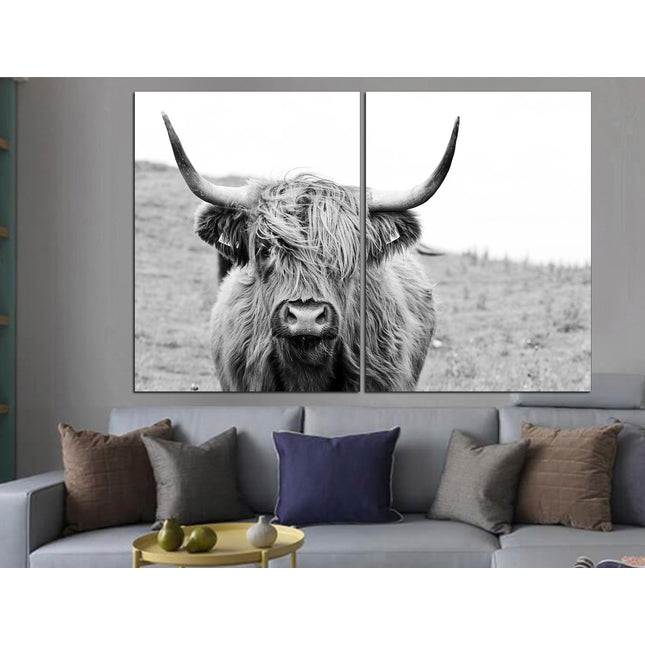 Buffalo on canvas Cow decor Farm animal decor Texas home decor Kitchen wall art Cow print Farmer gift Multi-panel canvas Canvas art print