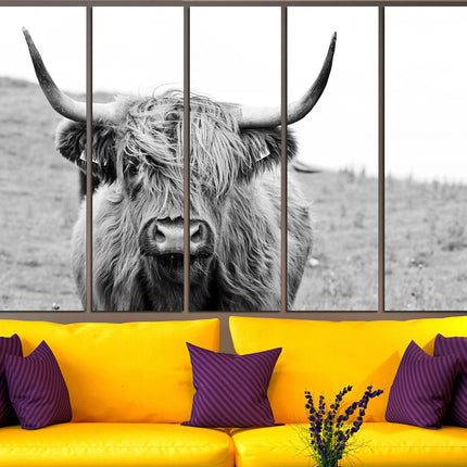 Buffalo on canvas Cow decor Farm animal decor Texas home decor Kitchen wall art Cow print Farmer gift Multi-panel canvas Canvas art print