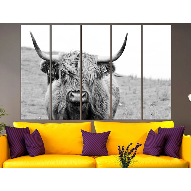 Buffalo on canvas Cow decor Farm animal decor Texas home decor Kitchen wall art Cow print Farmer gift Multi-panel canvas Canvas art print