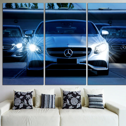 White mercedes on canvas German car Car on canvas Gift for boys Supercar gift Supercar wall art Car on poster Car decor F1mercedes