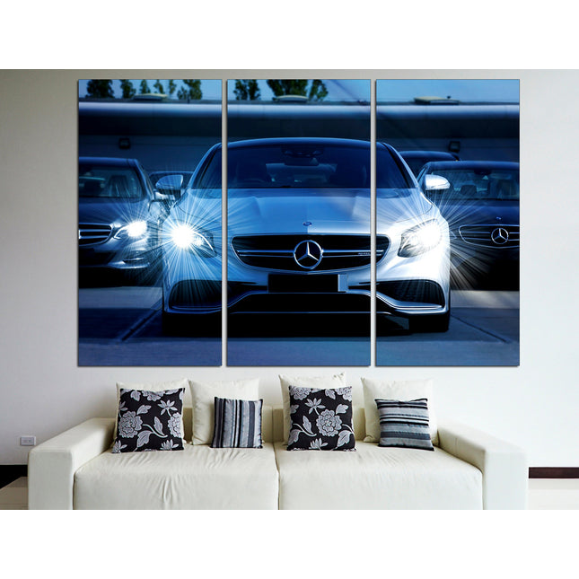 White mercedes on canvas German car Car on canvas Gift for boys Supercar gift Supercar wall art Car on poster Car decor F1mercedes