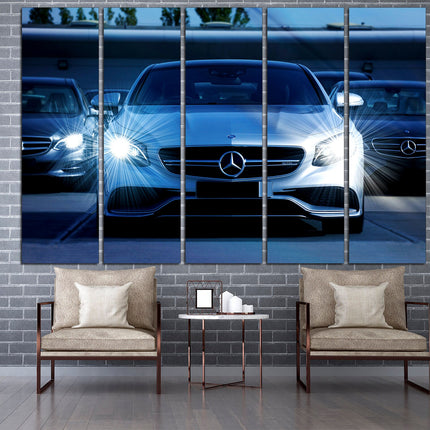 White mercedes on canvas German car Car on canvas Gift for boys Supercar gift Supercar wall art Car on poster Car decor F1mercedes