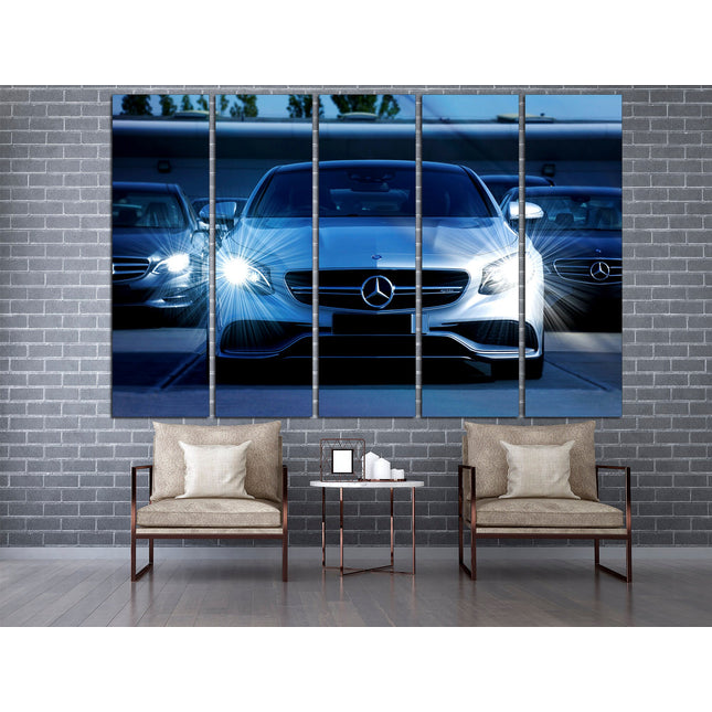 White mercedes on canvas German car Car on canvas Gift for boys Supercar gift Supercar wall art Car on poster Car decor F1mercedes