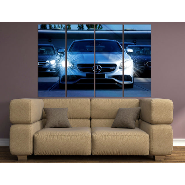 White mercedes on canvas German car Car on canvas Gift for boys Supercar gift Supercar wall art Car on poster Car decor F1mercedes